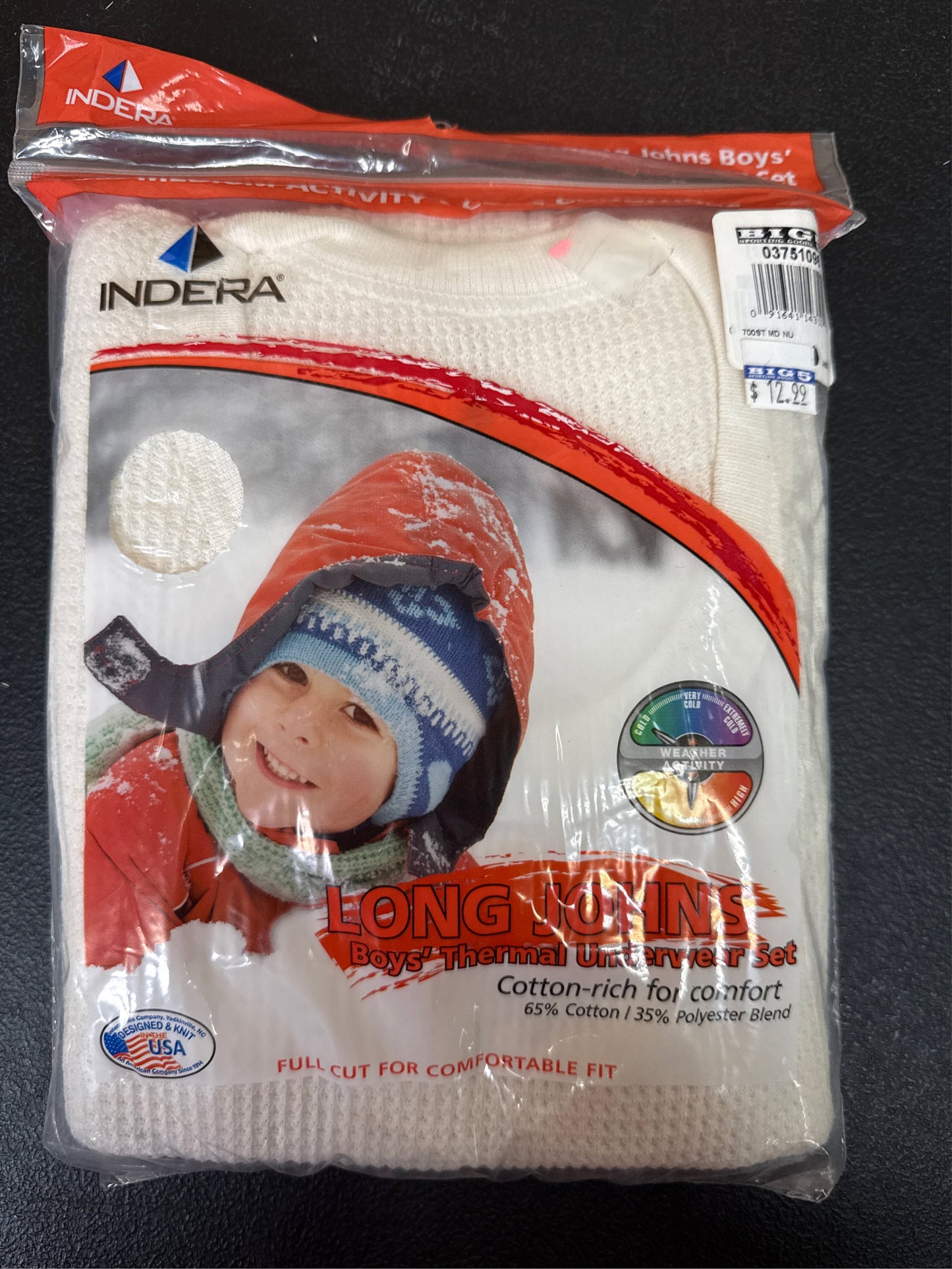 Indera Mills Boys' Thermal Underwear Set, White, Size M