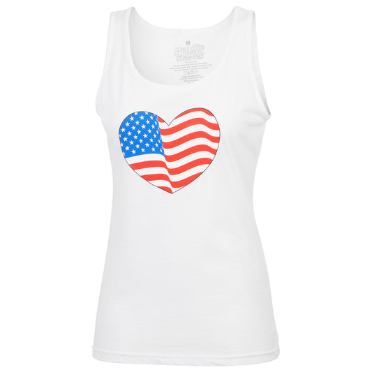 Goodie Two Sleeves Women's Americana Heart Flag Tank Top - White, Small