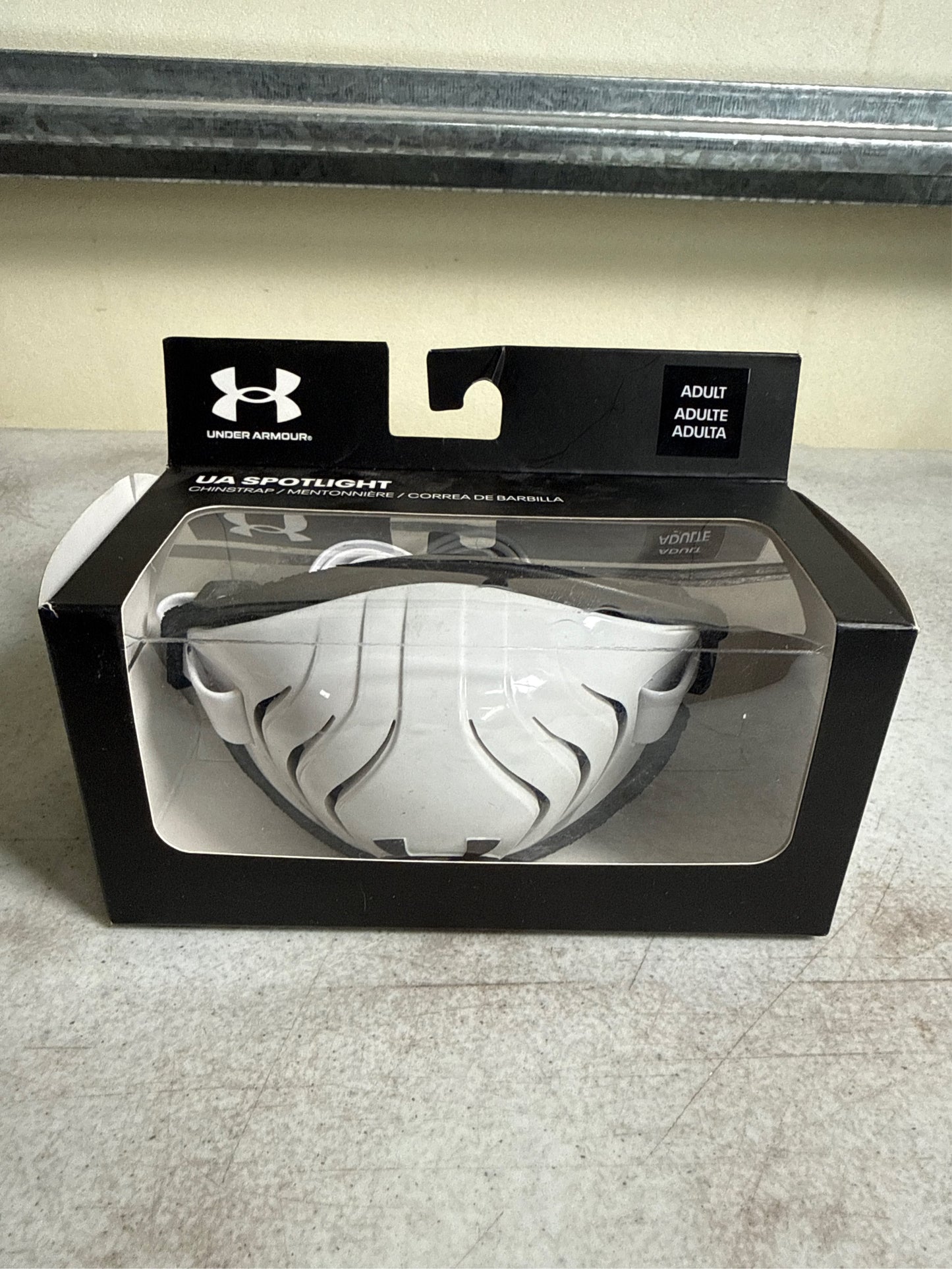Under Armour Spotlight Football Helmet Chin Strap - Adult, White/Black