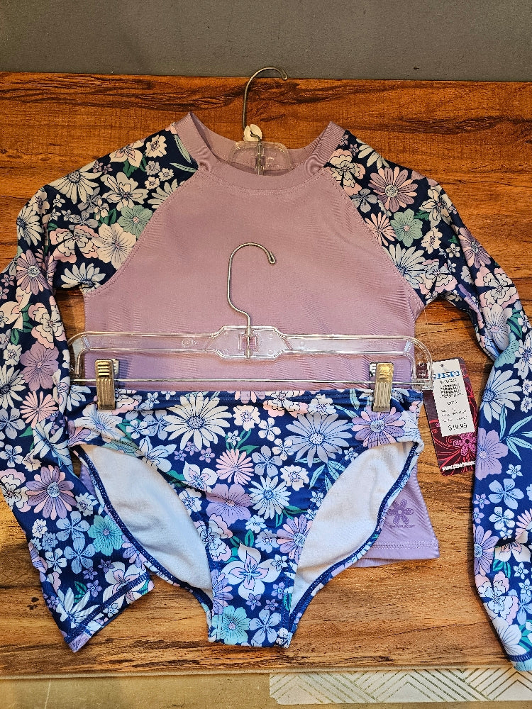 Pipeline Girls' 2-Piece Rash Guard and Bikini Swimsuit Set - Violet, Size 12