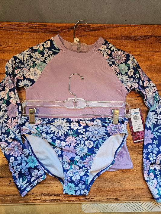 Pipeline Girls' 2-Piece Rash Guard and Bikini Swimsuit Set - Violet, Size 12