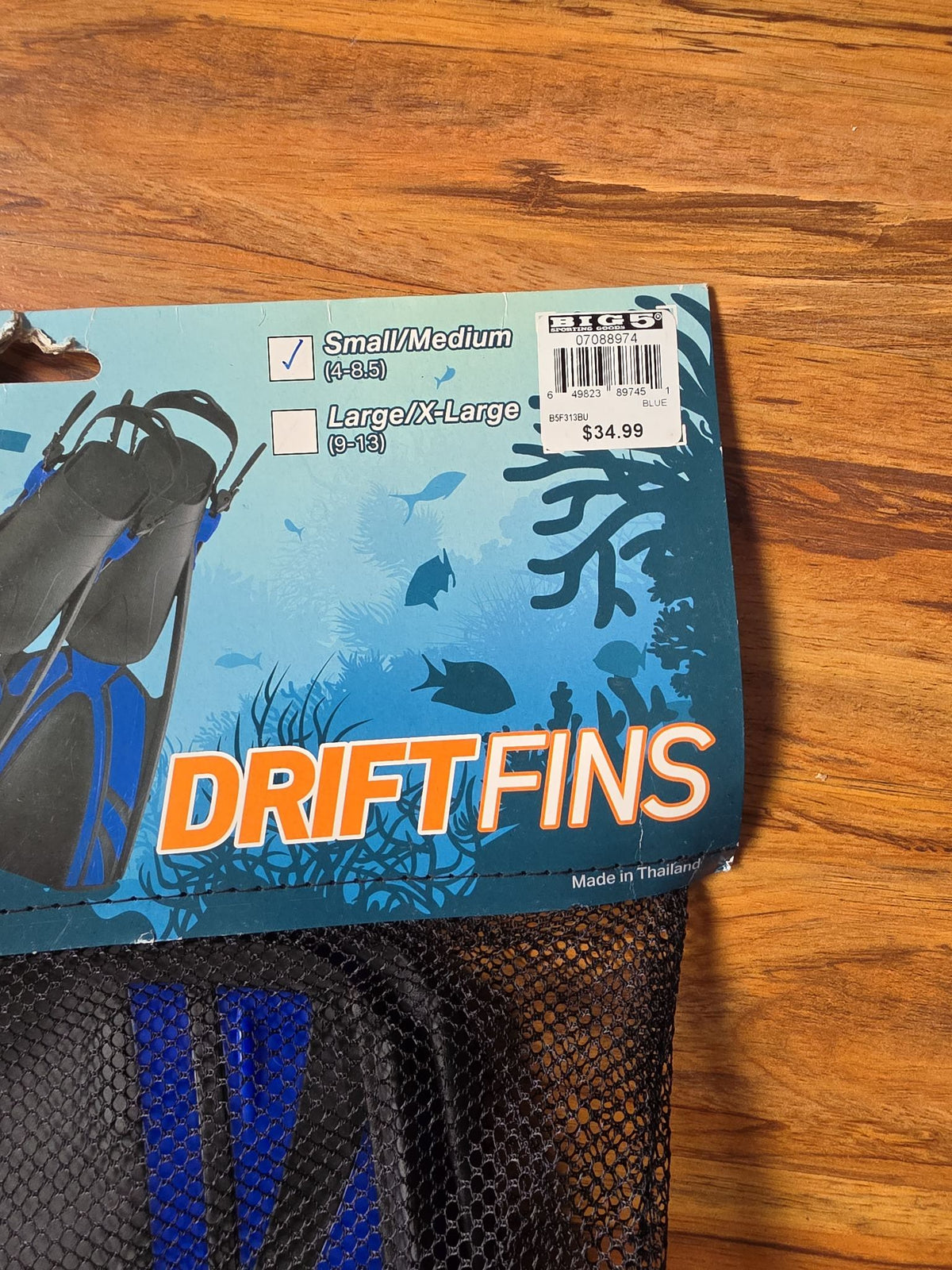 Oceanways Drift Adjustable Adult Swimming Fins - Blue, Size S/M