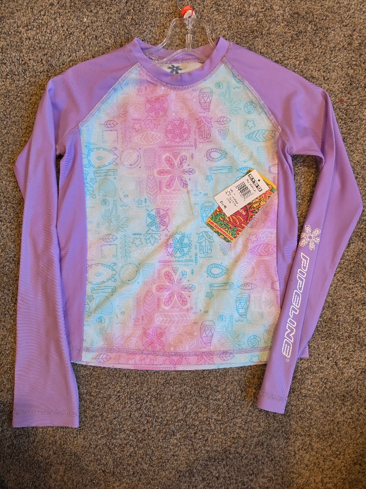 Pipeline Girls' Long Sleeve Rash Guard Swim Shirt, Size 16