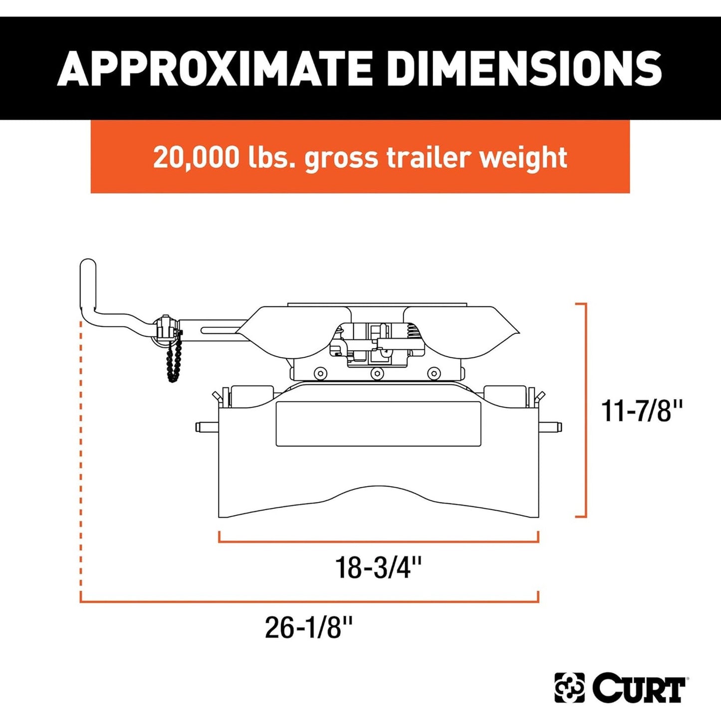 CURT Q20 5th Wheel Hitch Head - 20K lbs, Quiet Ride, Easy Operation