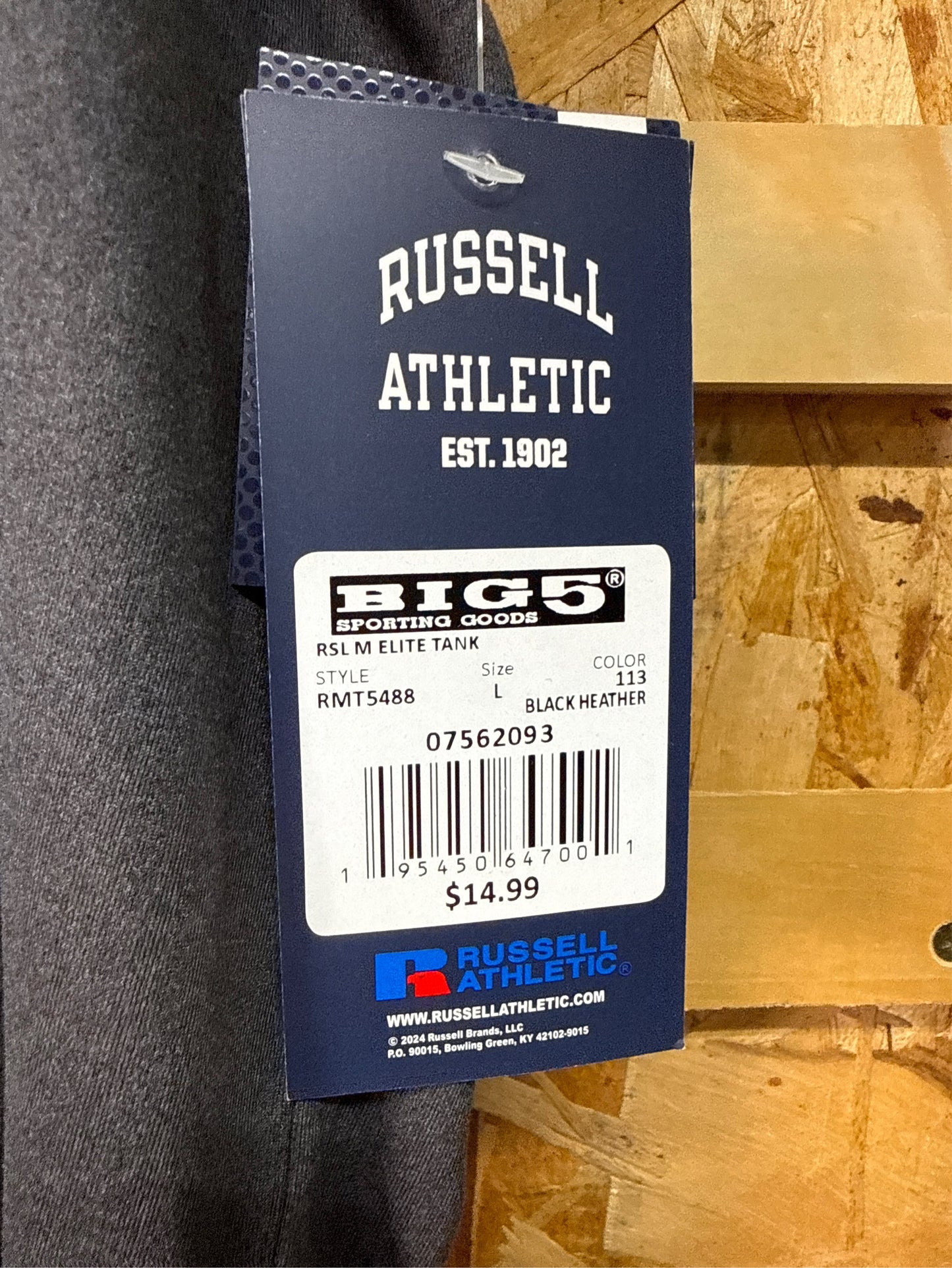 Russell Athletic Men's Elite Sleeveless Tank Top - Black Heather, Large