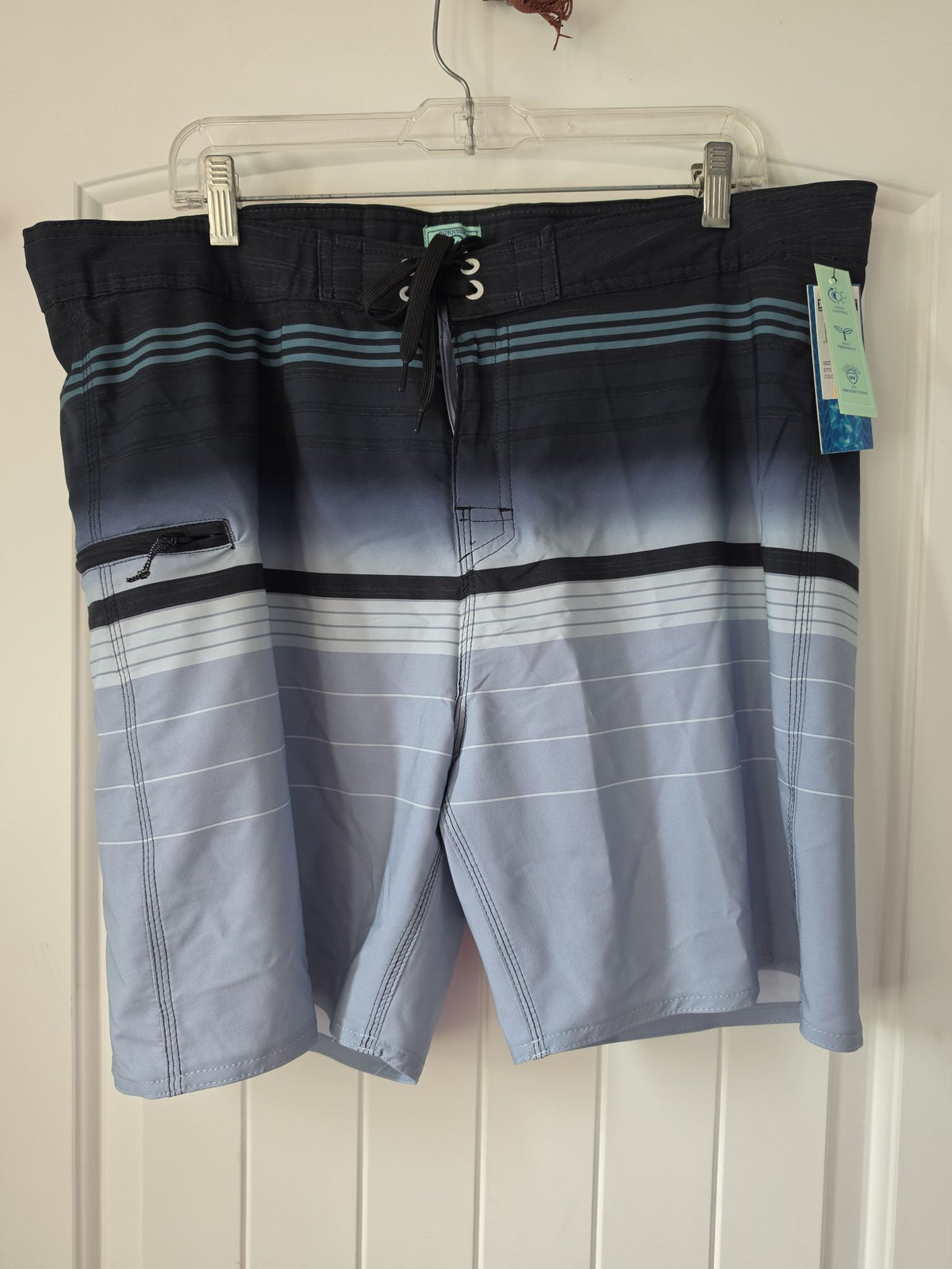 Burnside Men's Poly Span Boardshorts - Grey Gradient Stripe, Size 36
