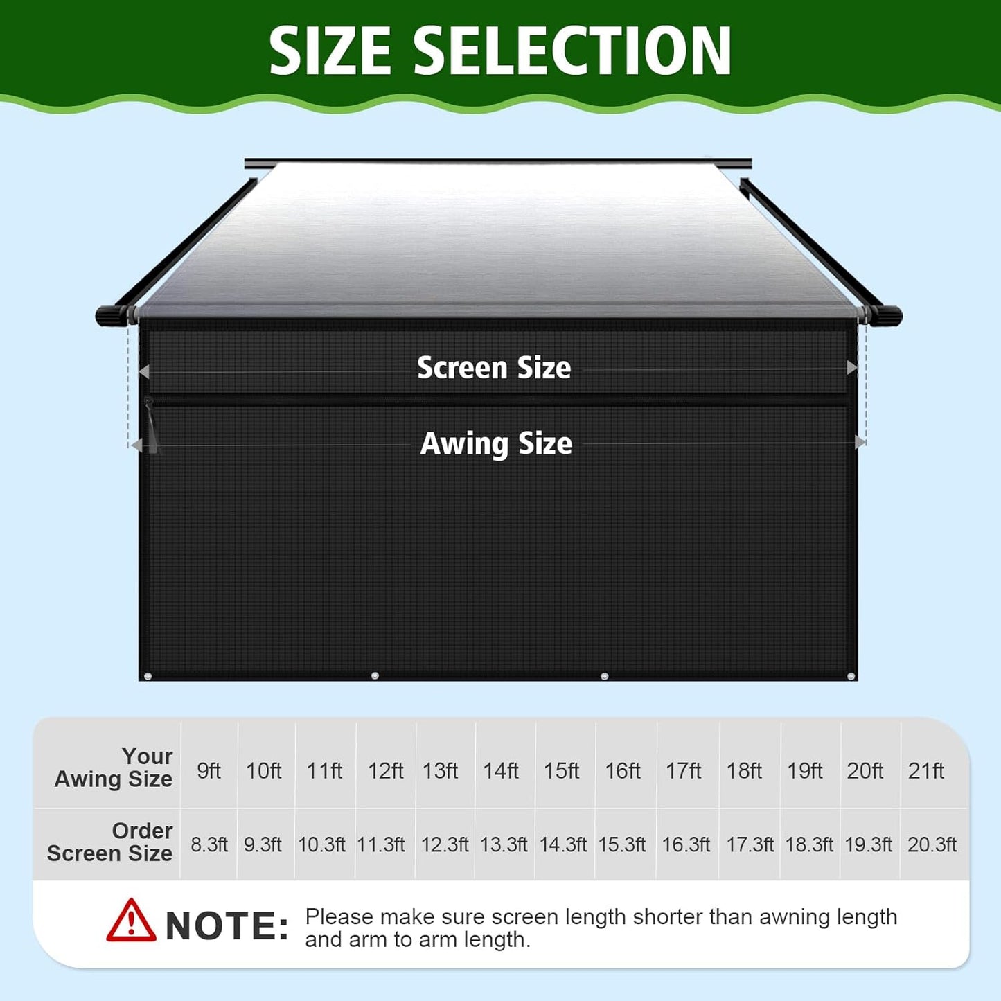 Dulepax RV Awning Shade Screen with Zipper 8'X13'3'' -Second Generation RV Awning Screen Significantly Improves Shadew and Privacy.Universal RV Awning Sun Shade Screen with Complete Kits