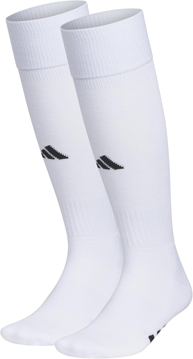 Adidas Rivalry Unisex Over-the-Calf Soccer Socks - 2 Pairs, White/Black, Size S