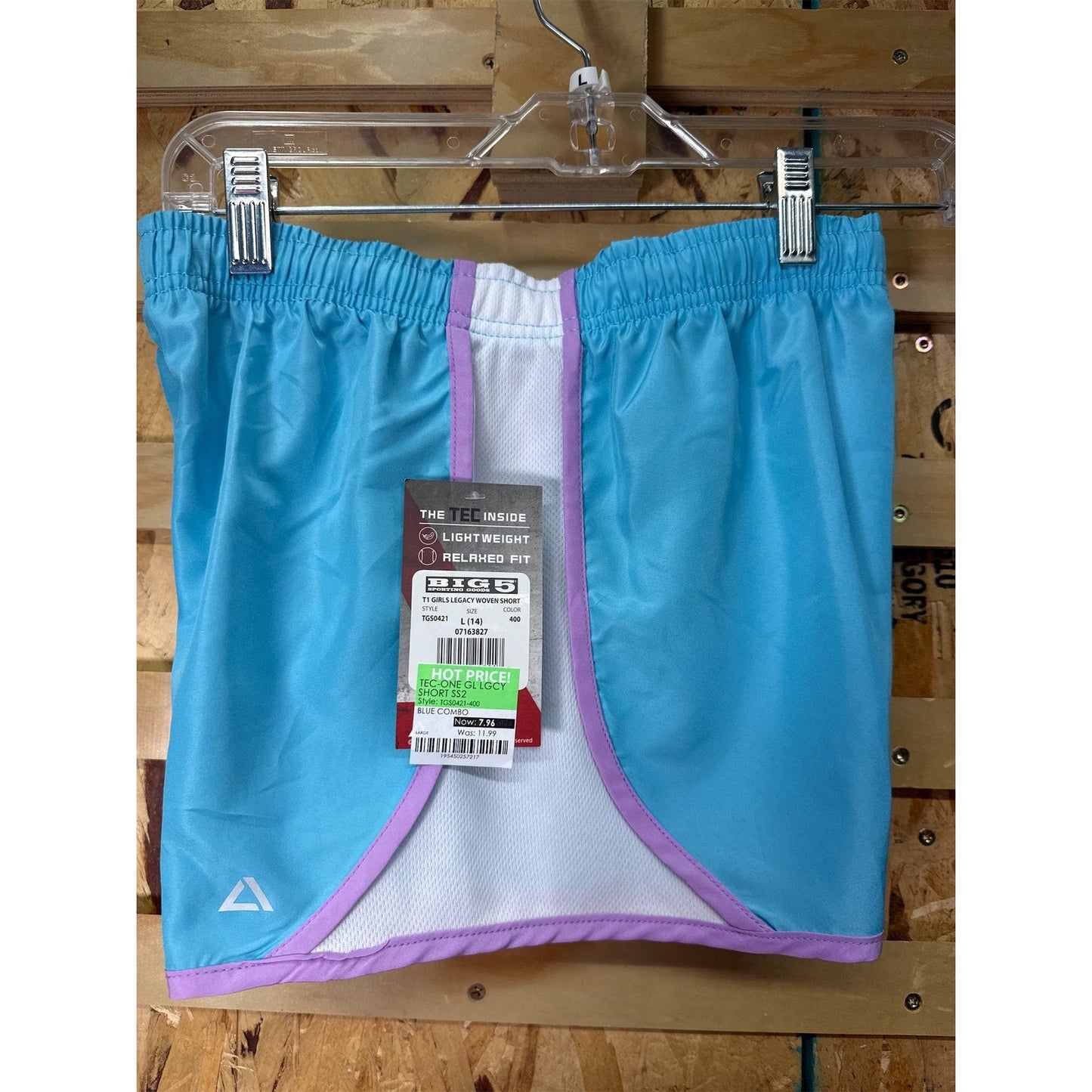 TEC-ONE Girls' Legacy Woven Shorts, Blue - Large (14)