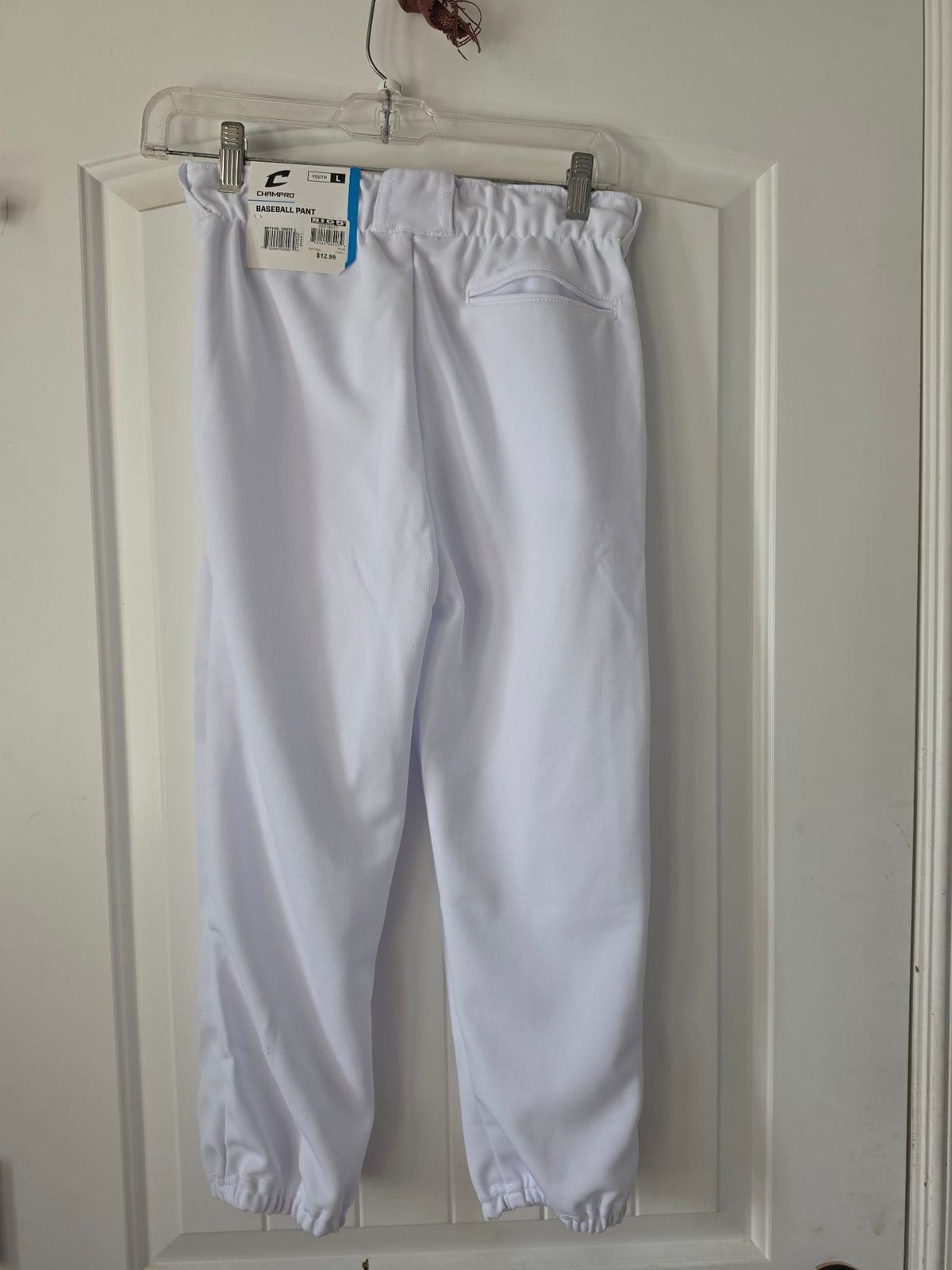 Champro Youth Performance Pull-Up Baseball Pants - White, Large