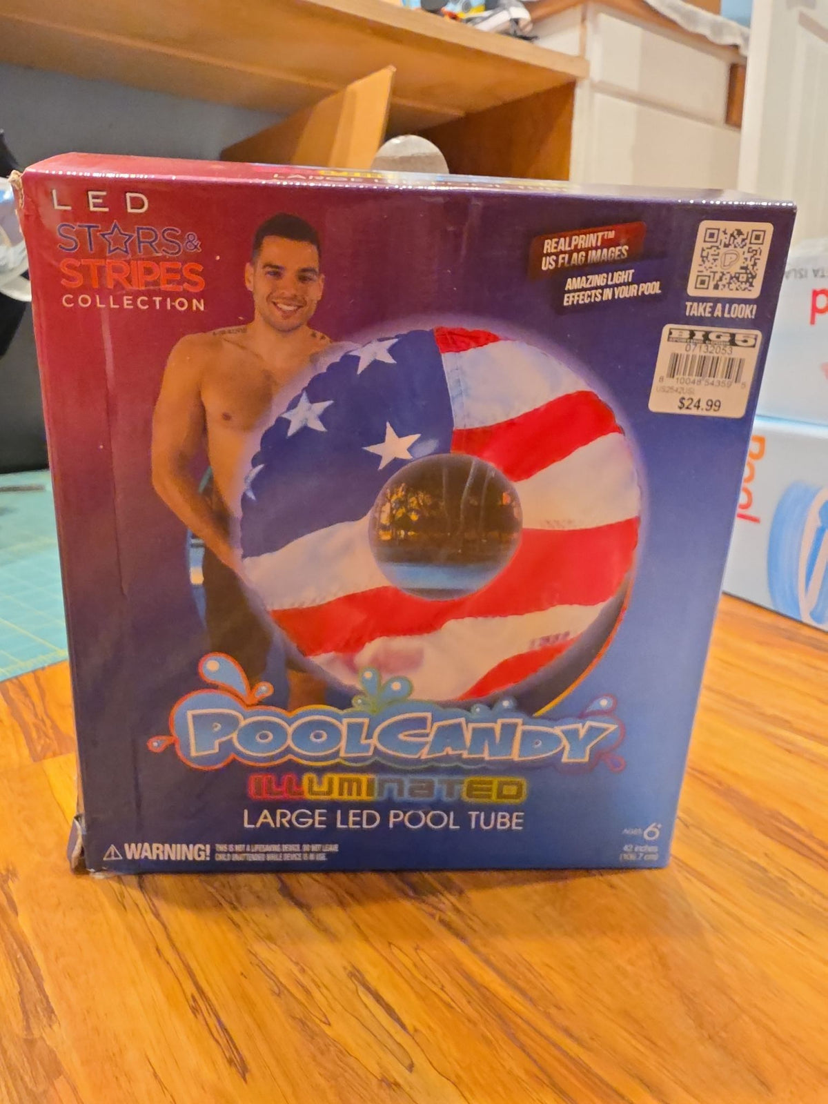 PoolCandy Illuminated Stars and Stripes Large Inflatable LED Pool Tube