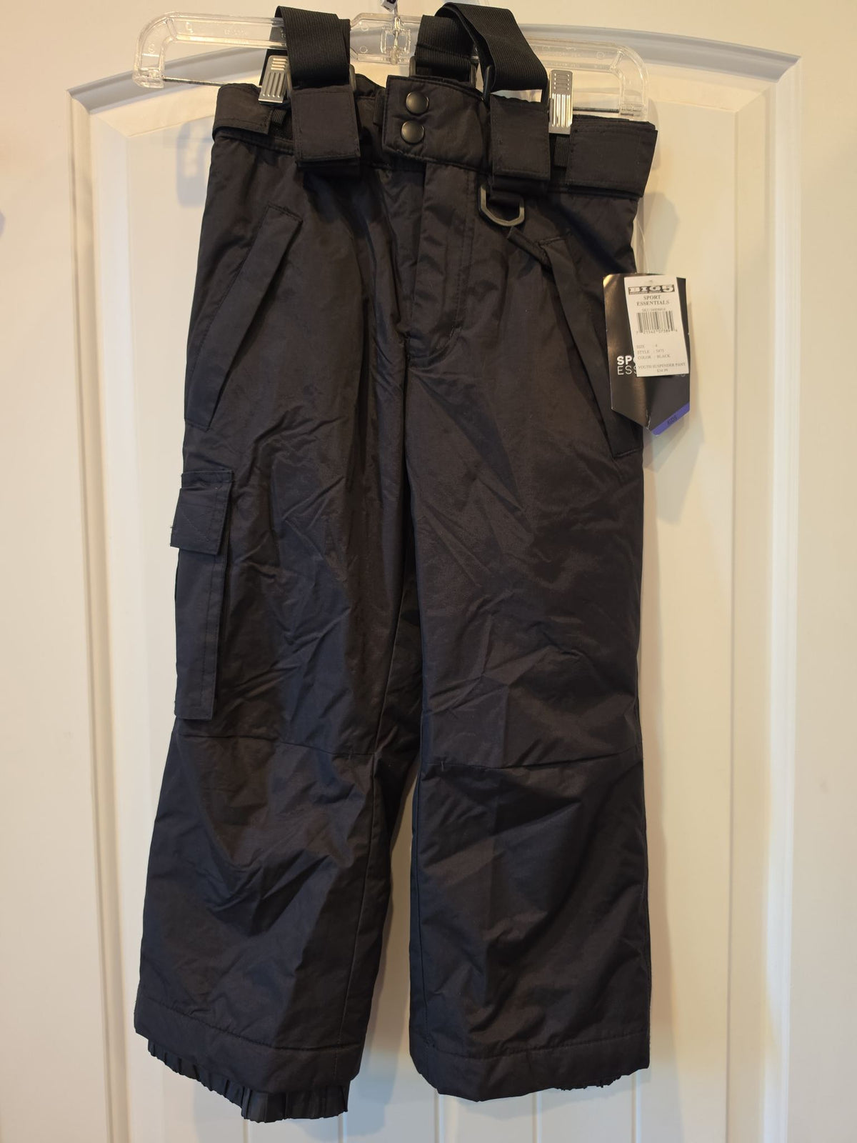 Sport Essentials Jr. Suspender Snow Pants, Black, Size 4