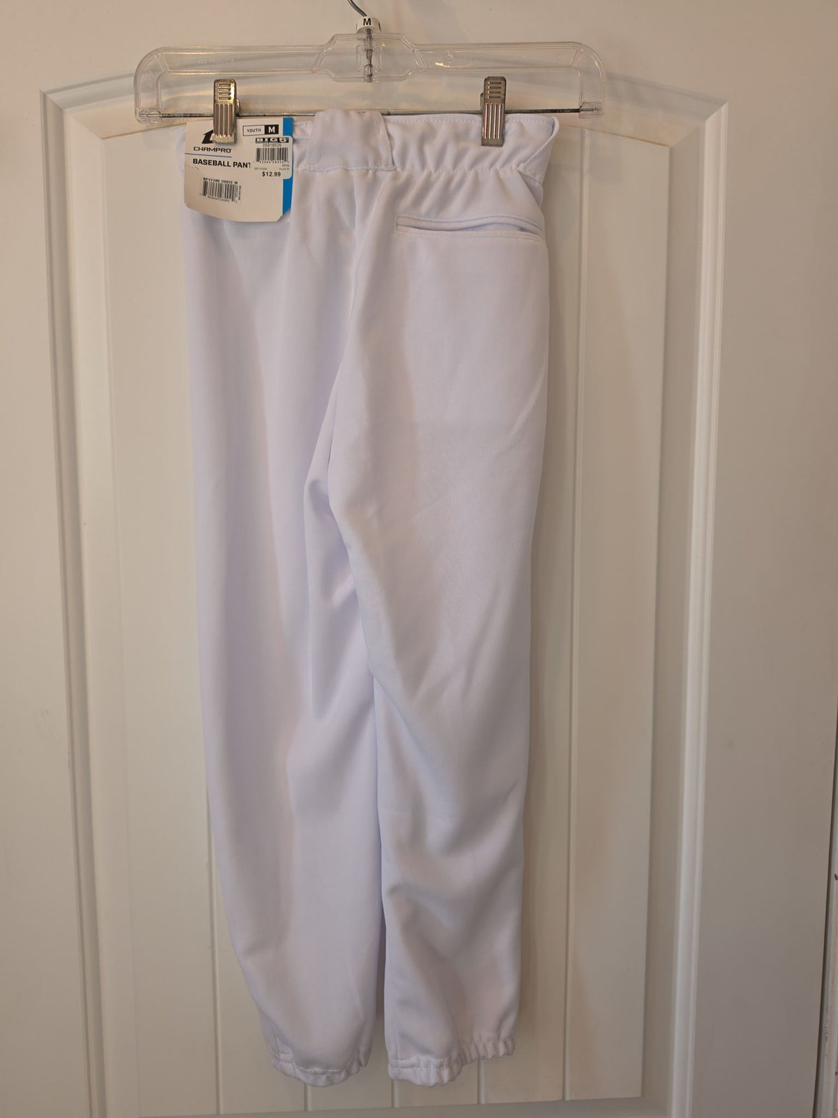 Champro Youth Performance Pull-Up Baseball Pants, White, Medium