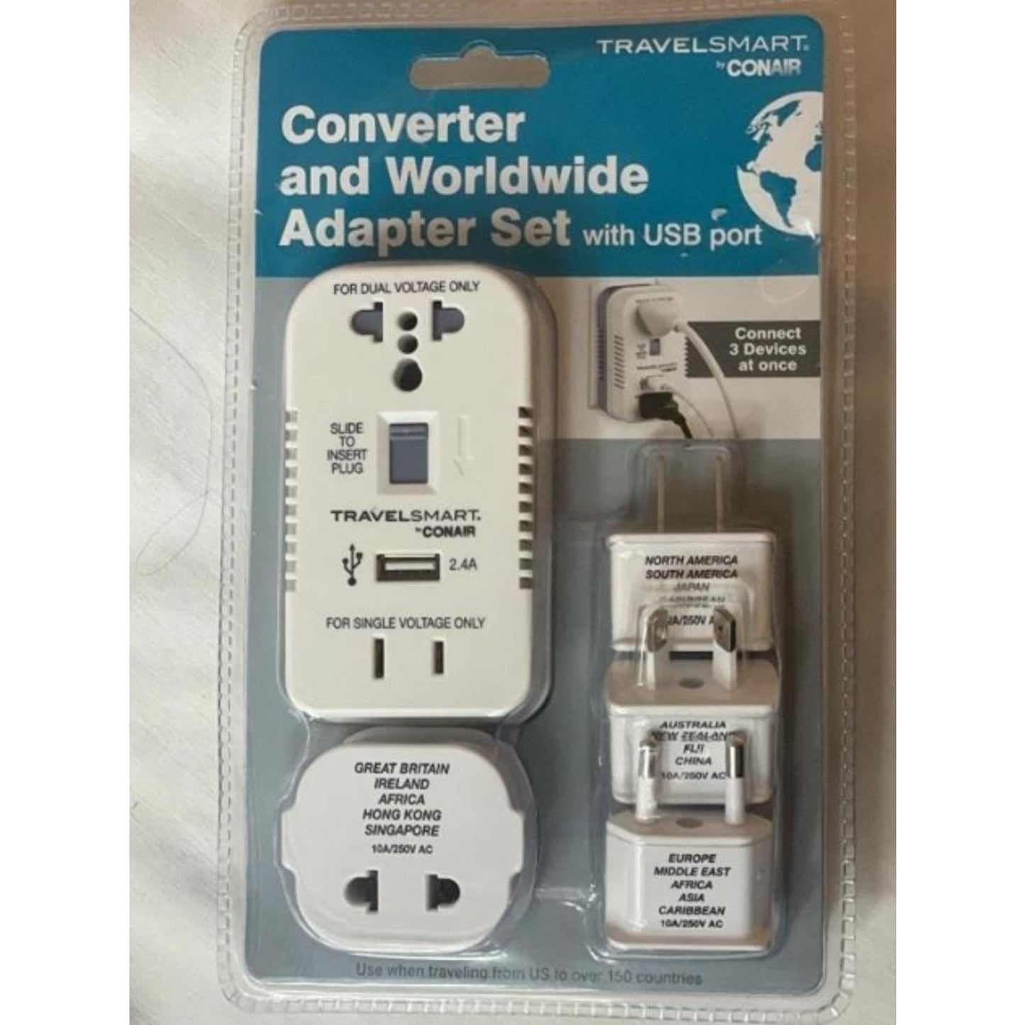 Converter and Worldwide Adapter Set with USB