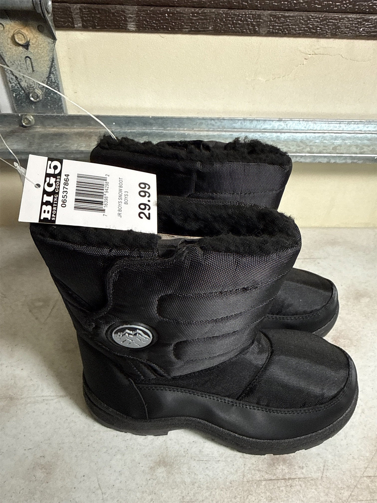 Junior Boys' Insulated Snow Boots - Black, Size 3