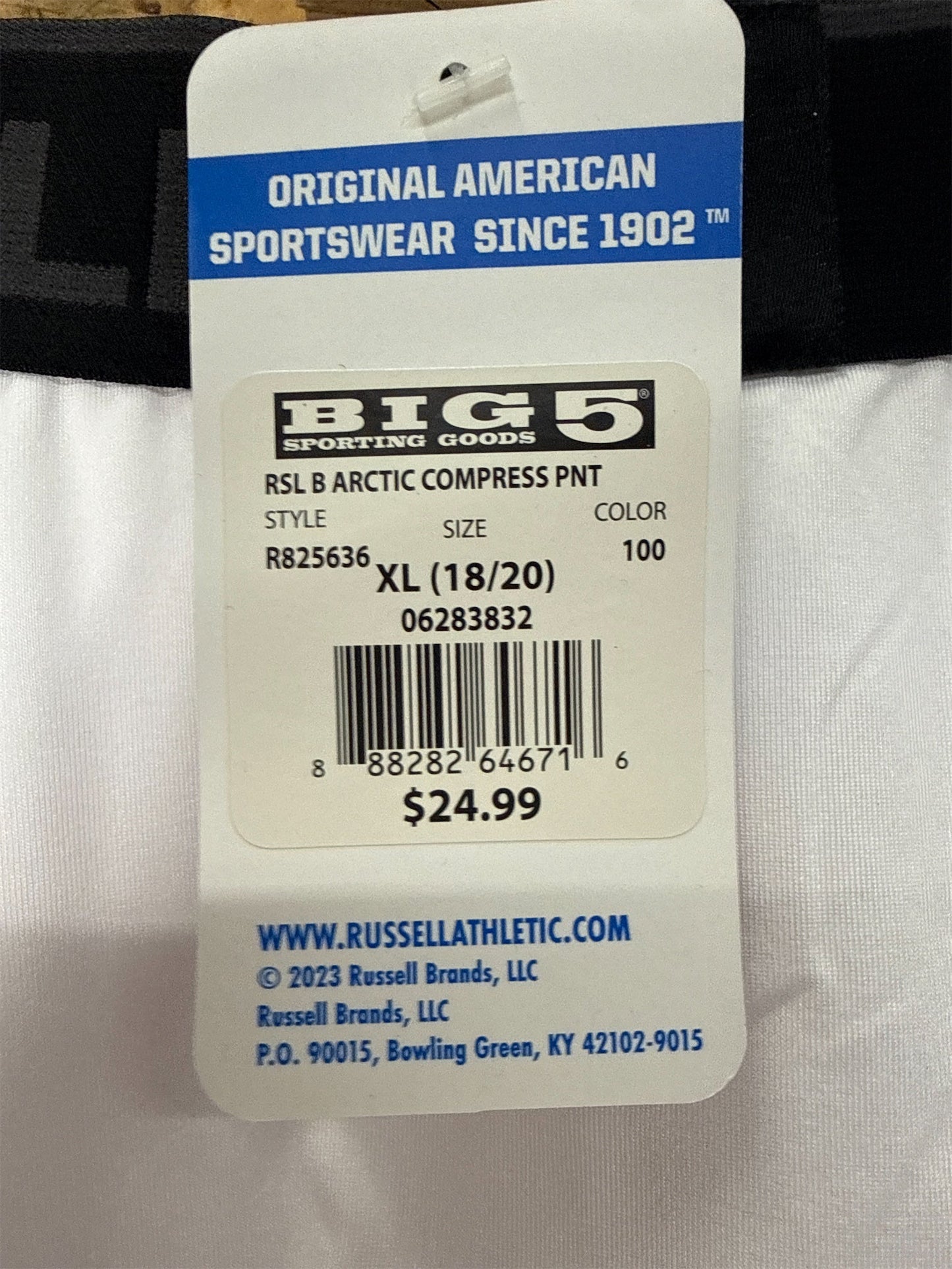 Russell Athletic Boys' Arctic Compression Pants, White, Size XL