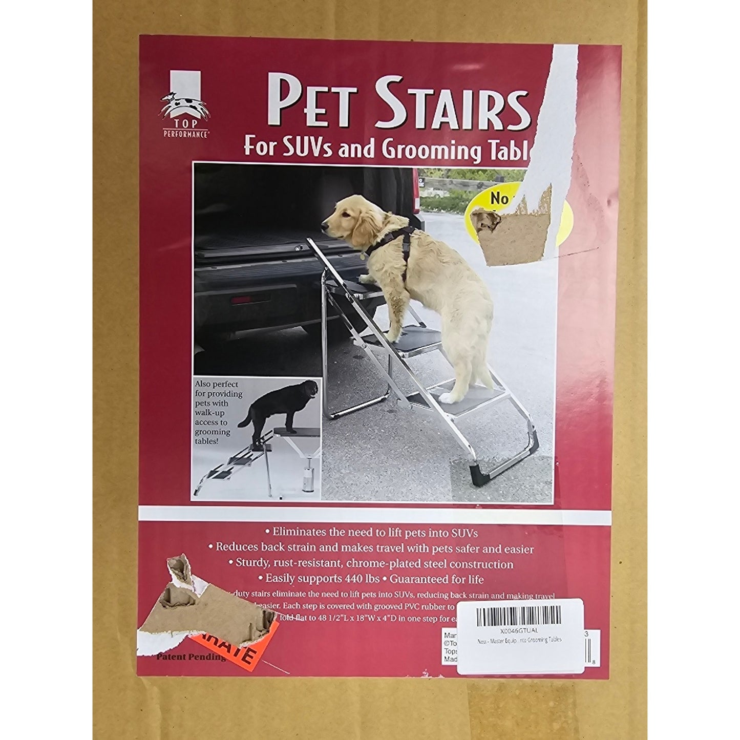 Master Equipment TP38403 Steel Portable Pet Stairs for Older Dogs, 30" height=
