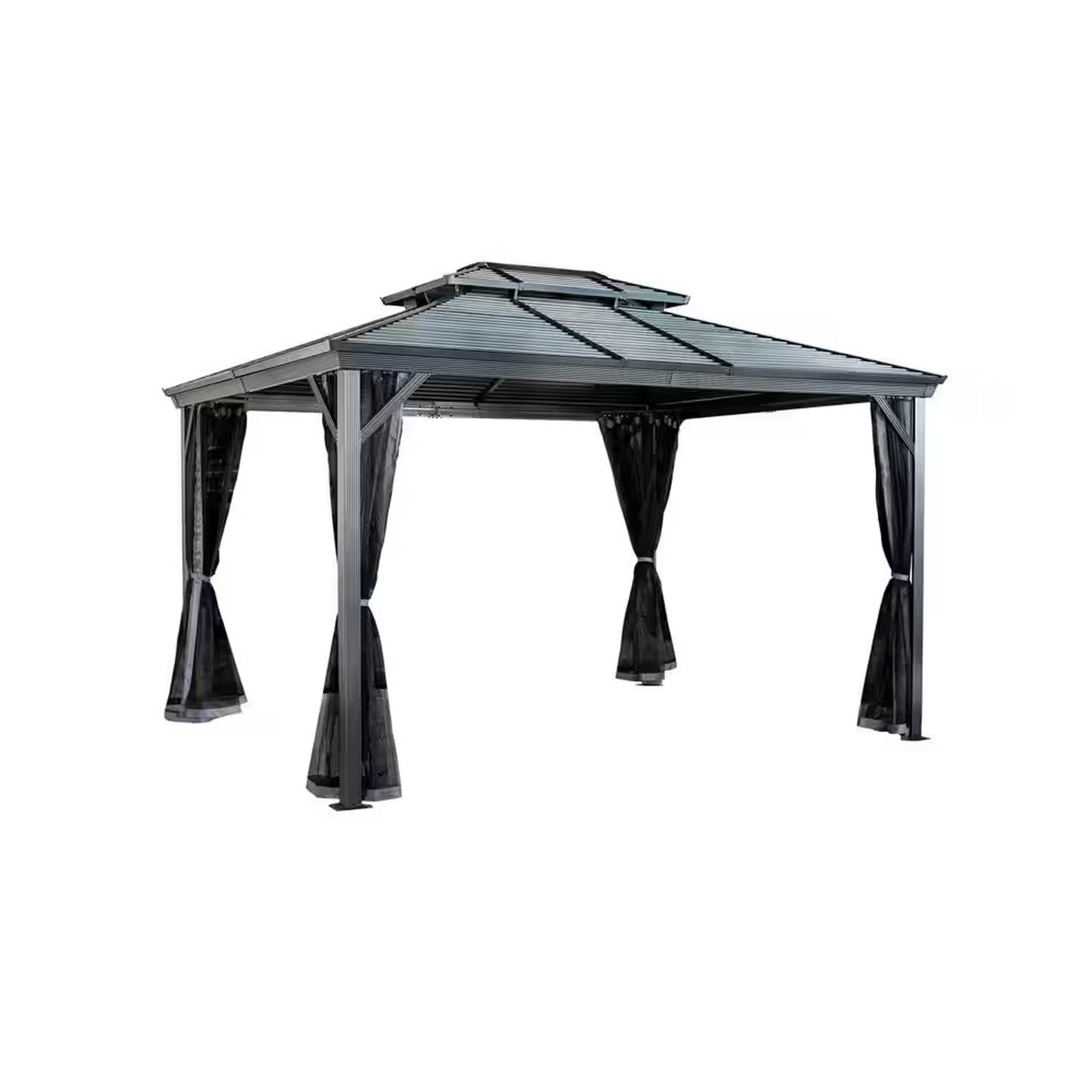 Ventura 10 ft. x 12 ft. Dark Grey Double Roof Rustproof Aluminum Framed Gazebo