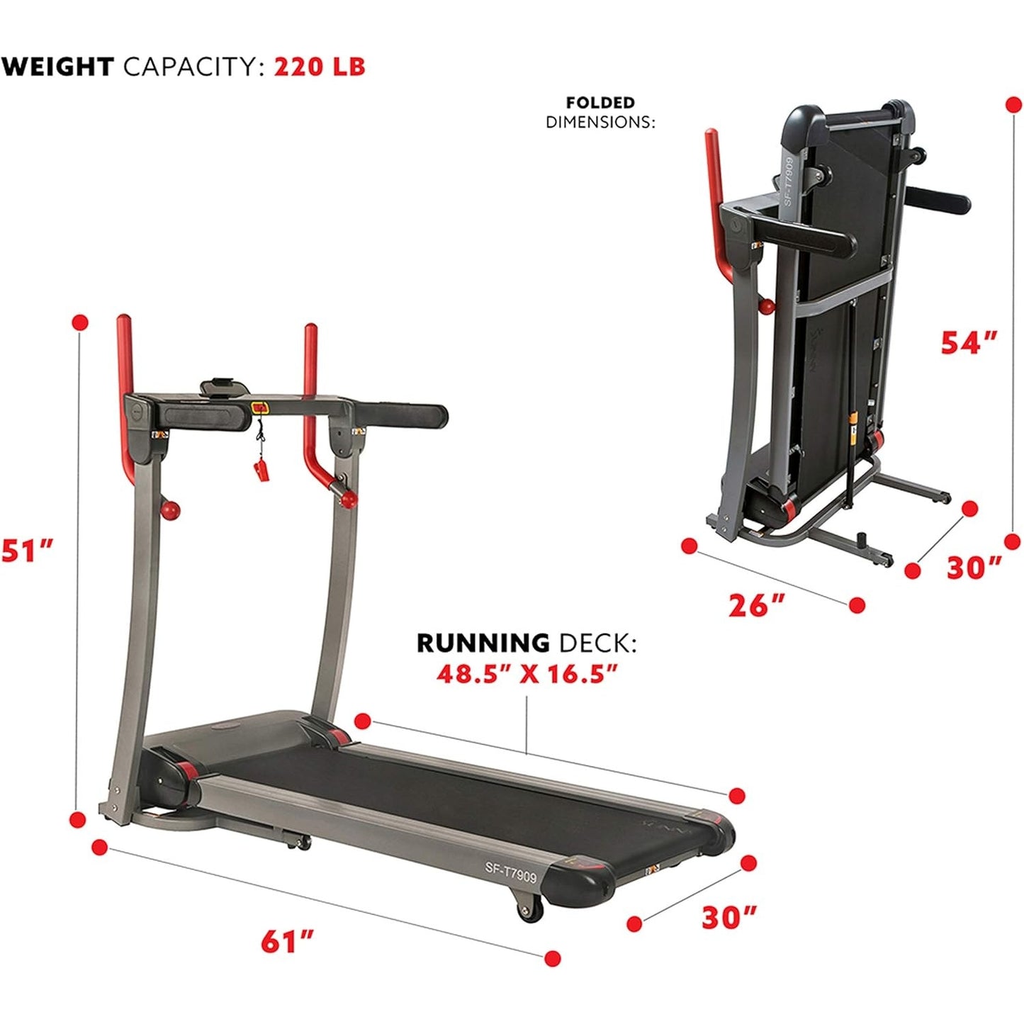 Sunny SF-T7909 Folding Treadmill Auto Incline LCD