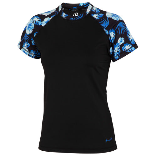 Burnside Women's Short-Sleeve Crewneck Rash Guard Swim Tee - Floral Print