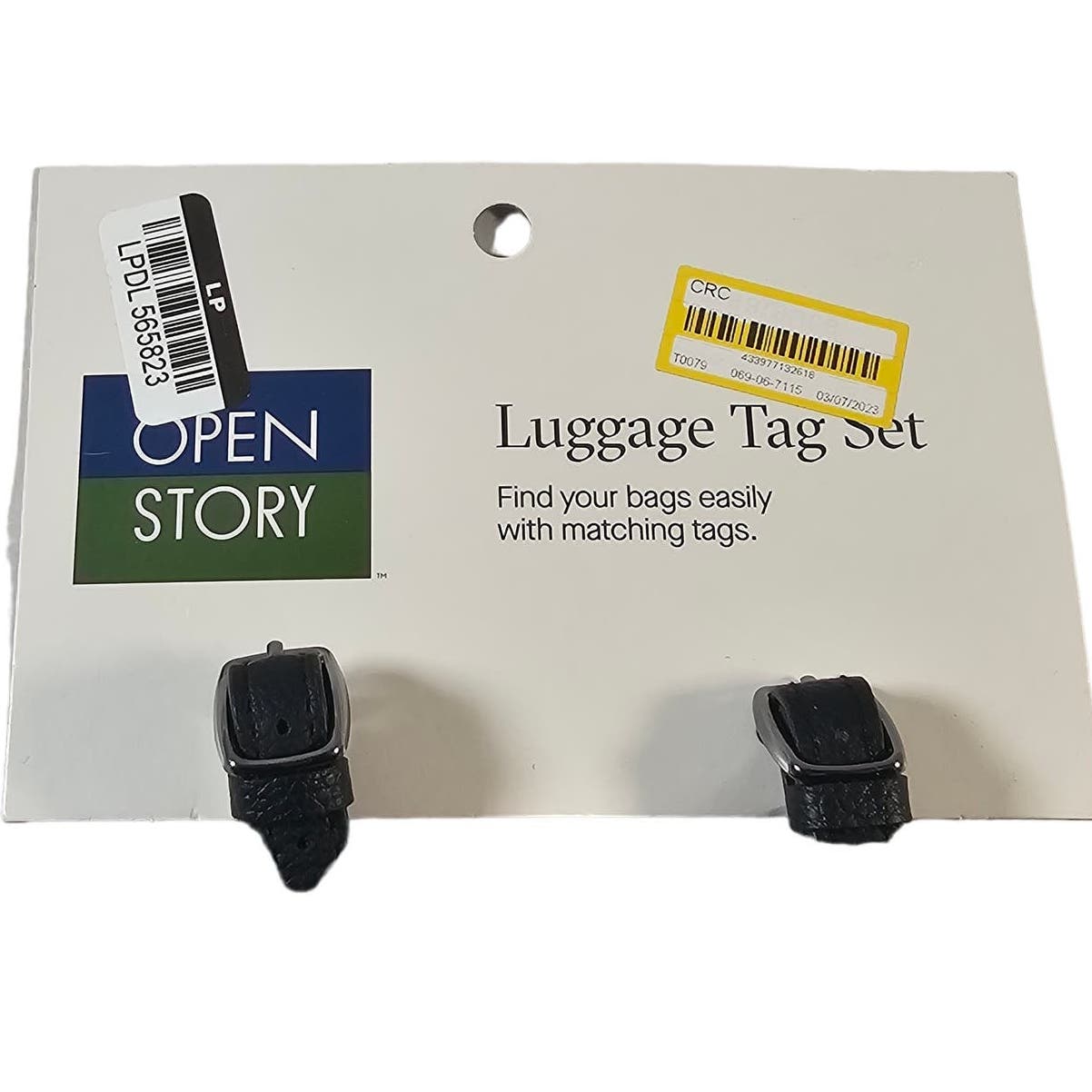 Bulk Pack of 9 Open Story Luggage Tag Set Black Leather