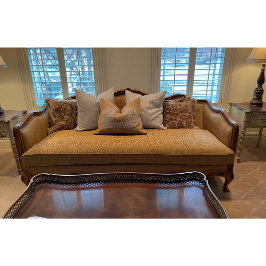 Lillian August Veronique Traditional Exposed Wood Sofa with 5 Pillows