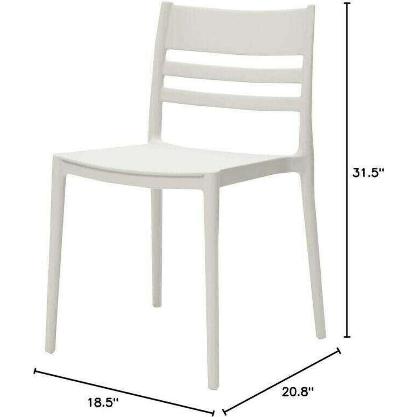 Amazon Basics Armless Slot-Back Dining Chairs, 2-Pack, White, Indoor/Outdoor