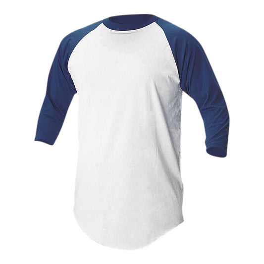 Soffe Adult Baseball & Softball Raglan Shirt - White/Navy, Size M