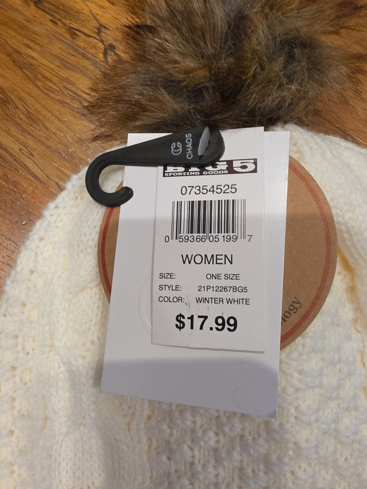 Chaos Women's Cable Knit Cuff Beanie with Pom-Pom