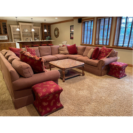 Higland House Large U Shaped Down Filled Sectional with Pillows and Stools