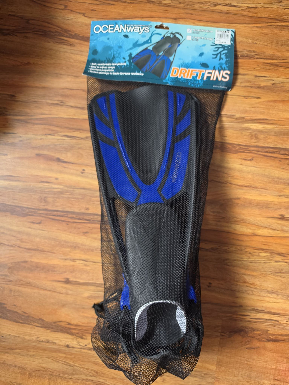 Oceanways Drift Adjustable Adult Swimming Fins - Blue, Size S/M