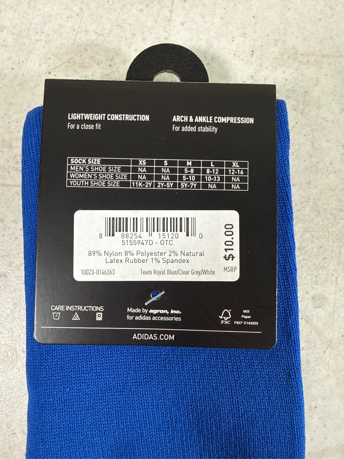 Adidas Unisex Metro VI Soccer Socks - Royal Blue, Large