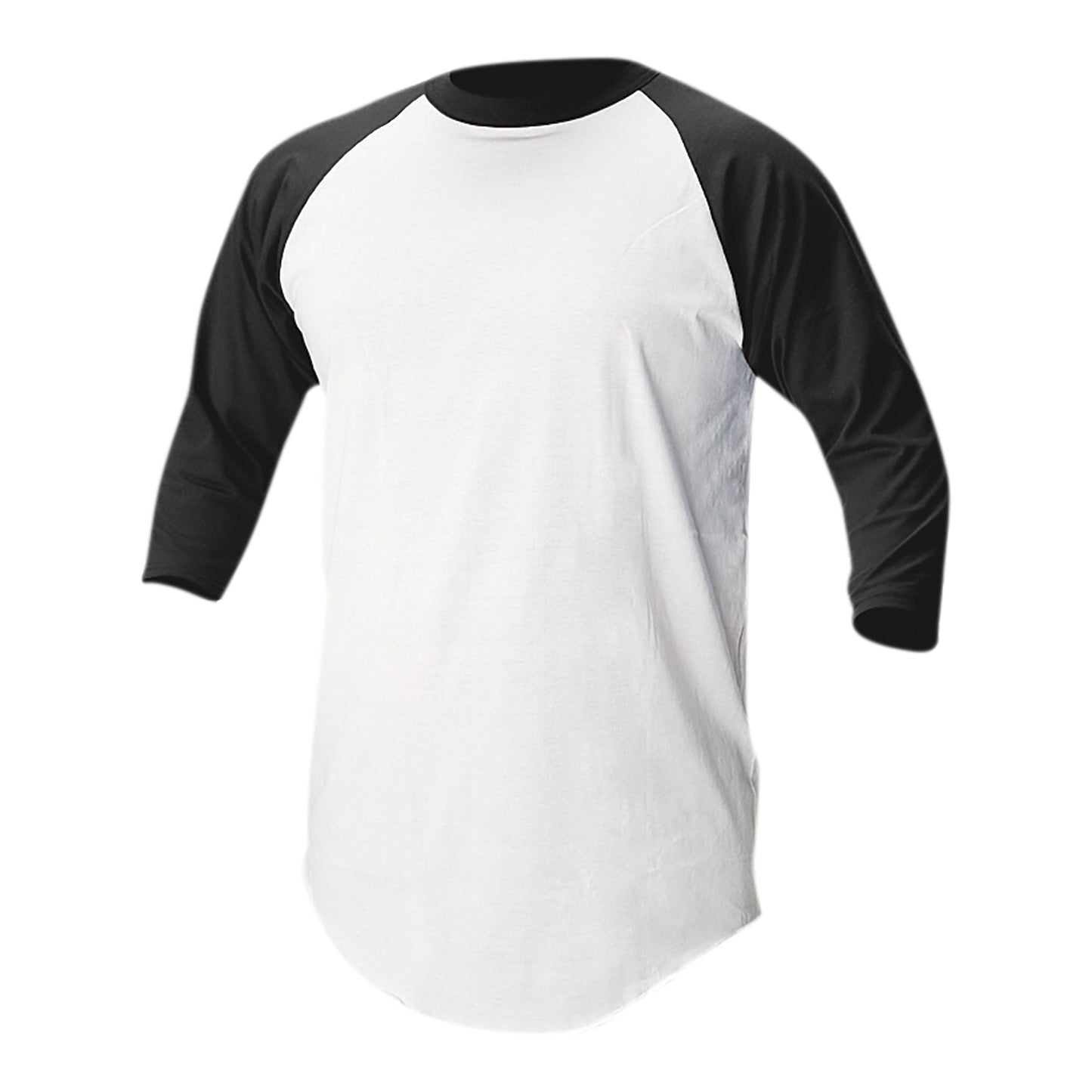 Soffe Adult Baseball & Softball 3/4 Raglan Sleeve Shirt - White/Black, XL