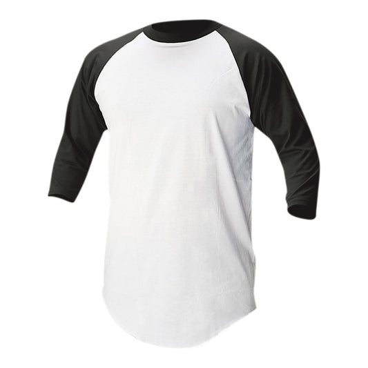 Soffe Adult Baseball & Softball 3/4 Raglan Sleeve Shirt - White/Black, XL