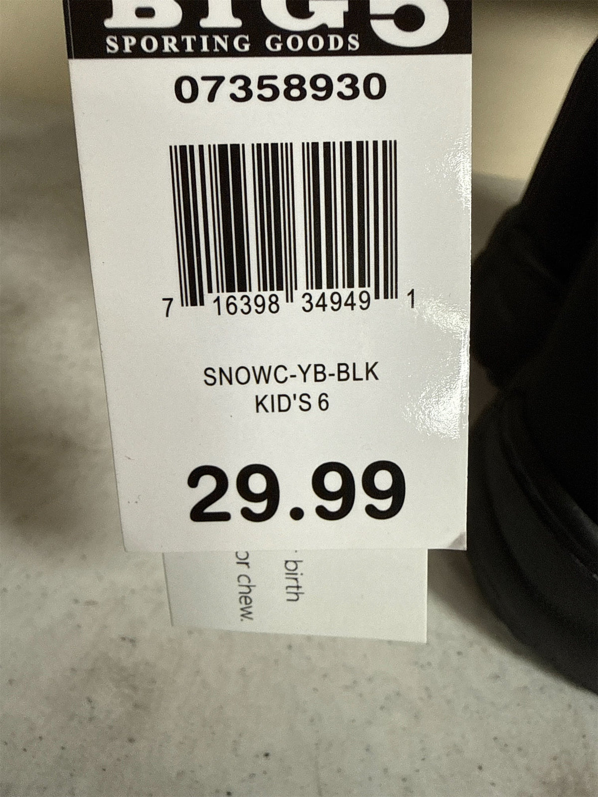 Kids' Insulated Winter Snow Boots - Black, Size 6