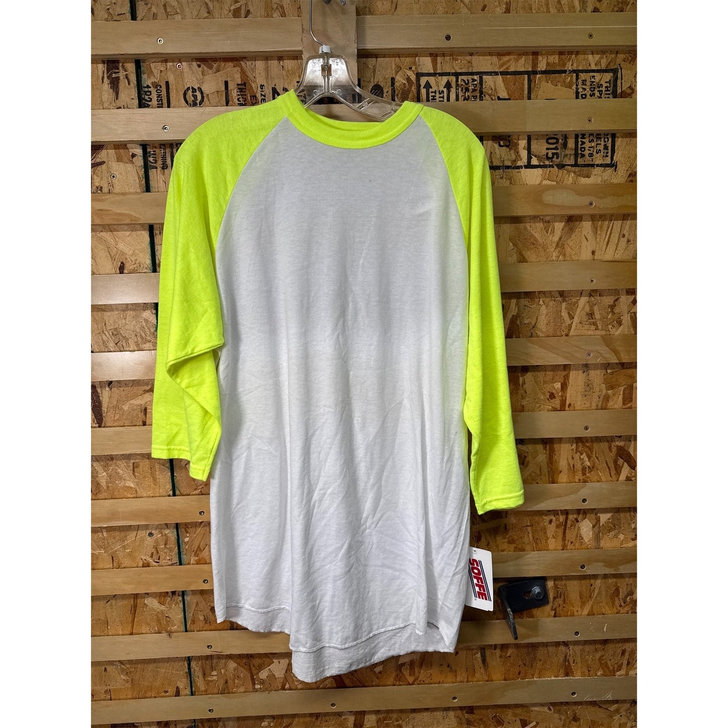 Adult Large Soffe Half Sleeve Shirt, White/Yellow - L