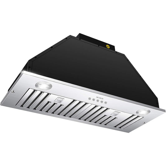 MCBON 30" Range Hood Insert, 600 CFM, Ducted/Ductless, Black Stainless