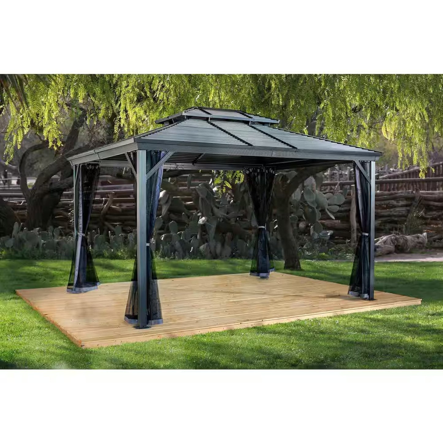 Ventura 10 ft. x 12 ft. Dark Grey Double Roof Rustproof Aluminum Framed Gazebo