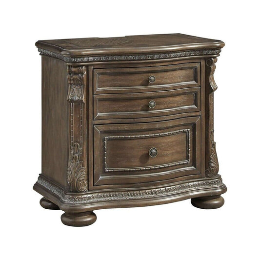 Signature Design By Ashley Charmond Ornate 3 Drawer Nightstand Built-in USB Port