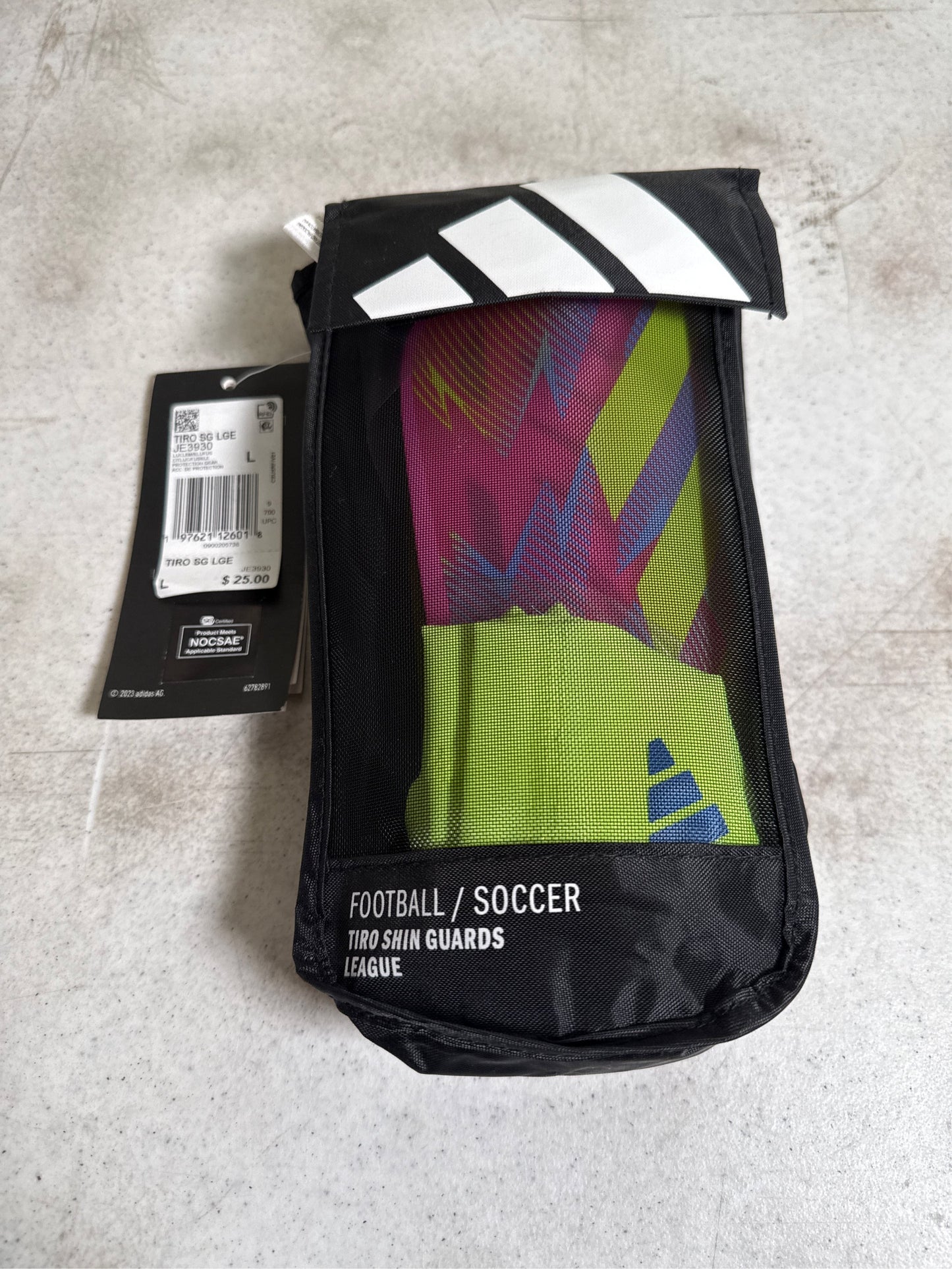 Adidas Tiro League Soccer Shin Guards - Lucid Lemon/Blue Fusion, Large