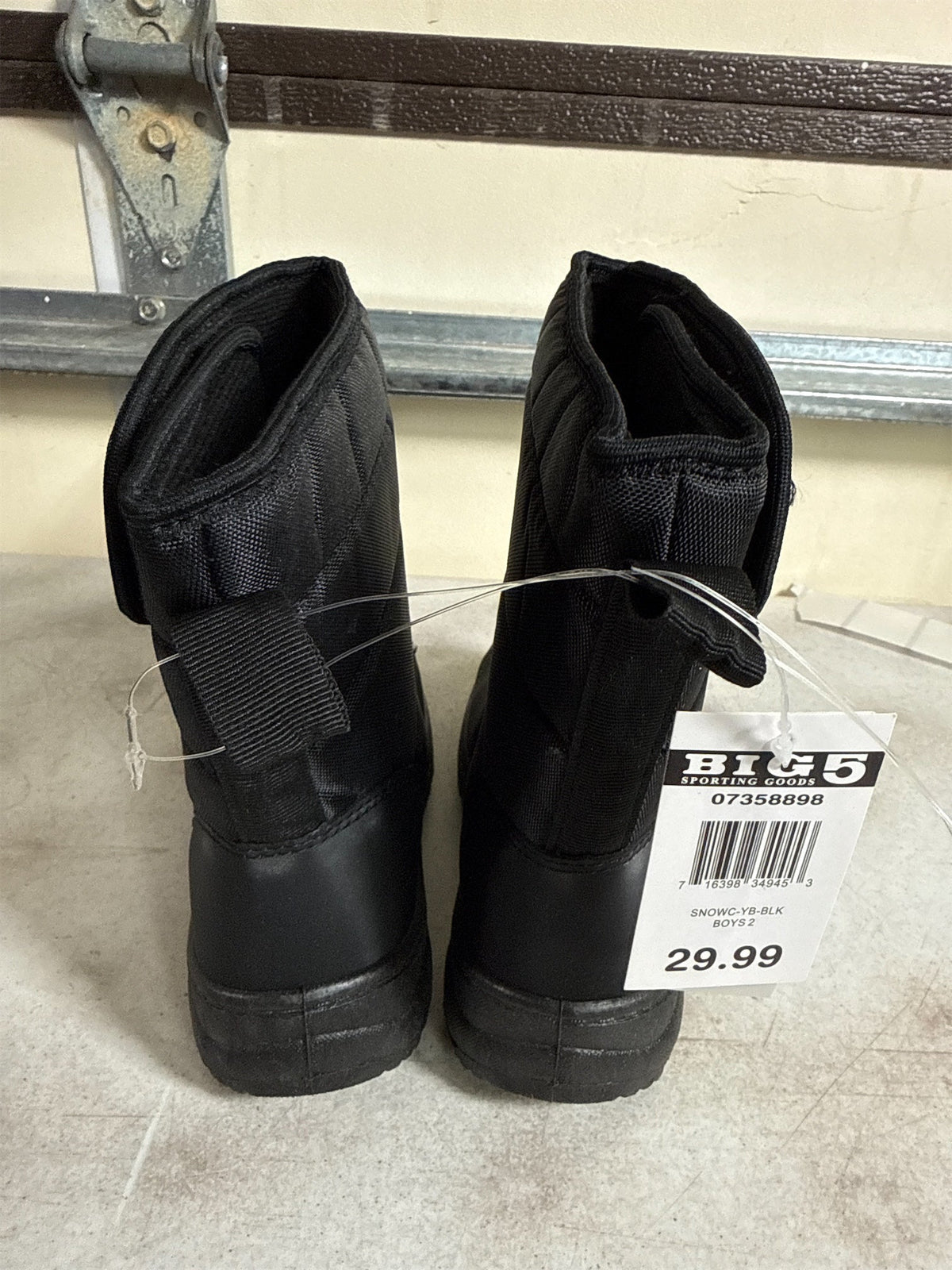 Boys' Black Quilted Winter Snow Boots - Size 2