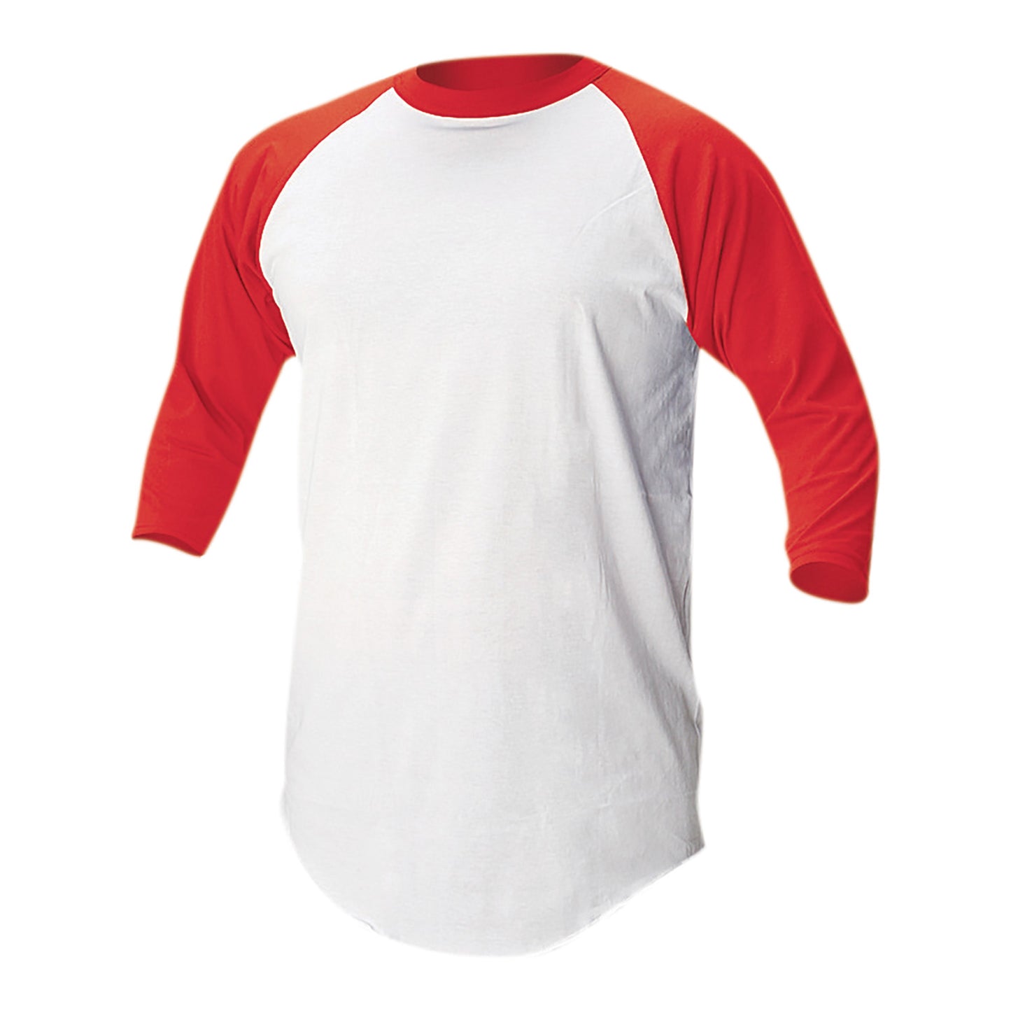 Soffe Youth Baseball/Softball 3/4 Sleeve Raglan Shirt, White/Red - Medium