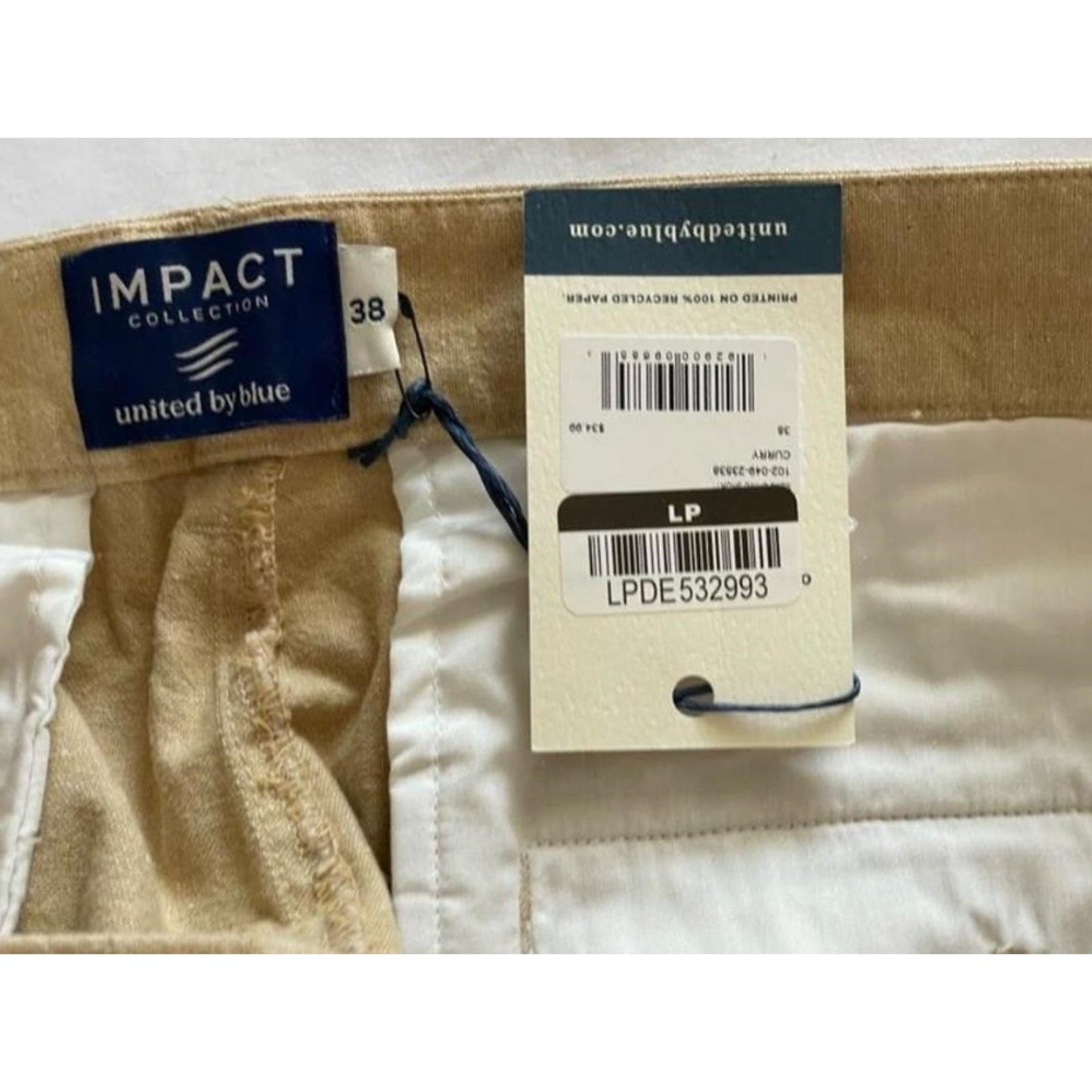 Impact Collection, United By Blue, Men's Chino Zippered Shorts, Khaki Size 38