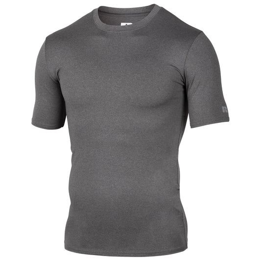 Russell Athletic Men's Short-Sleeve Compression Shirt - Large, Charcoal
