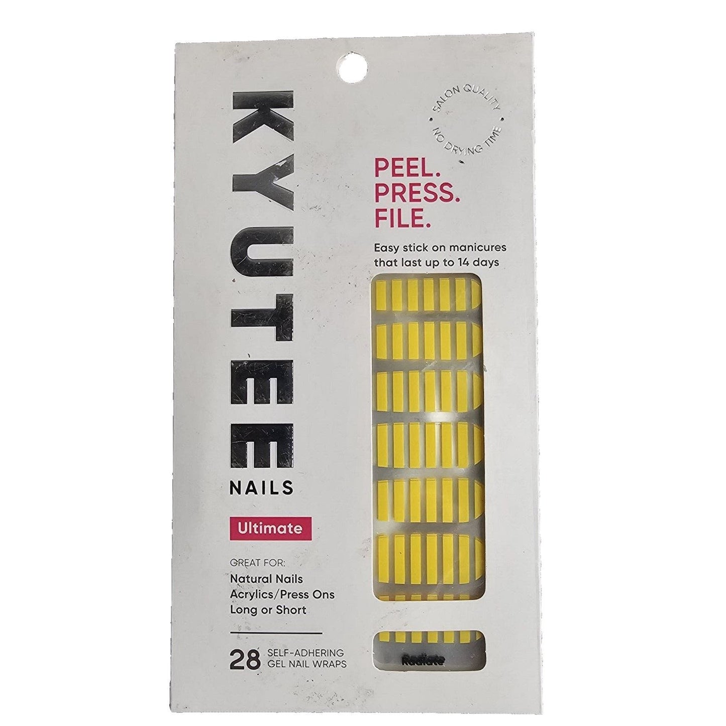 Kyutee Nails Peel. Press. File. Instant Gel Polish Manicure - Radiate - 28pc-new