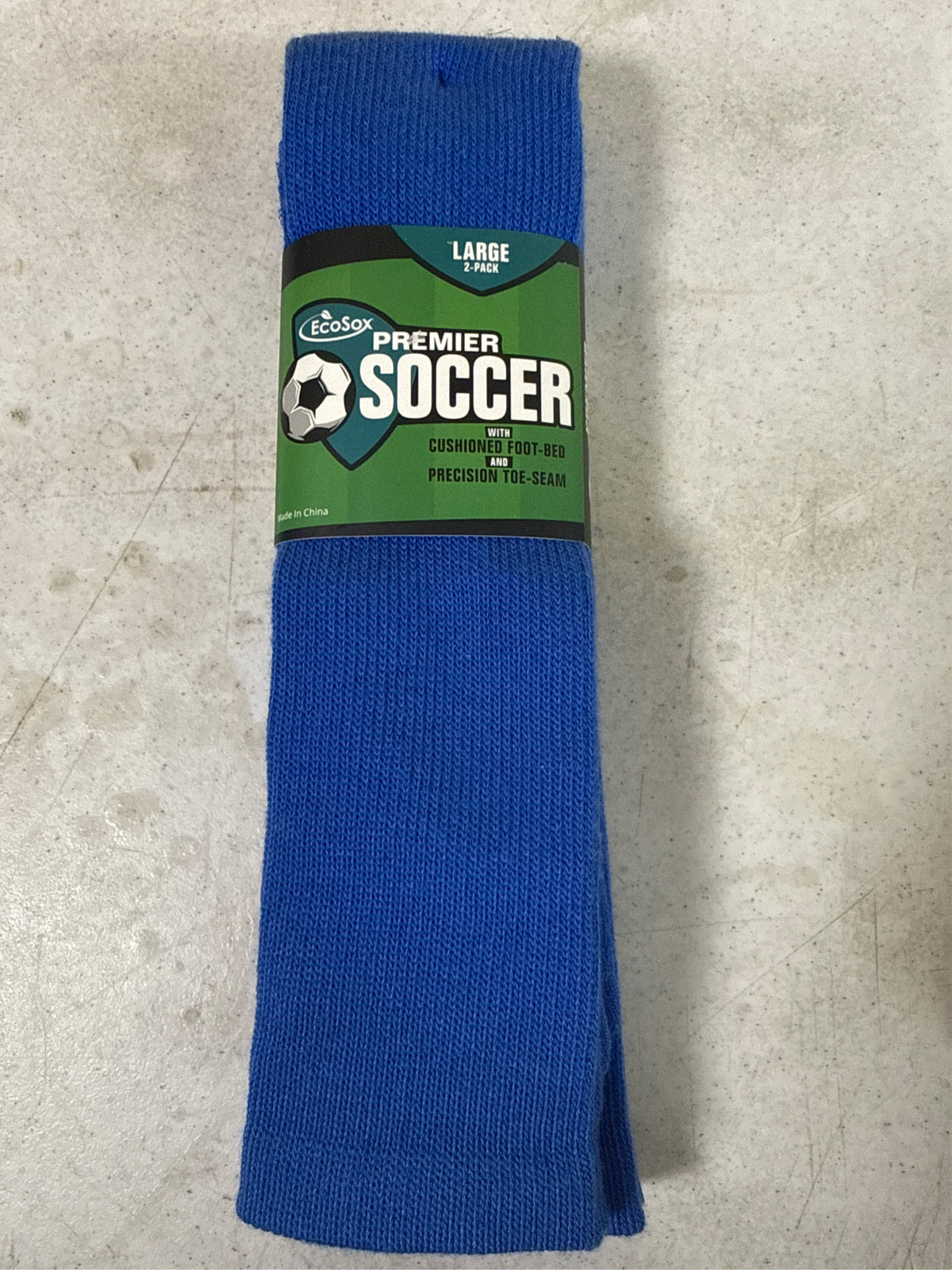 EcoSox Premier Over-the-Calf Soccer Socks - 2-Pack, Bright Royal, Size 10-13