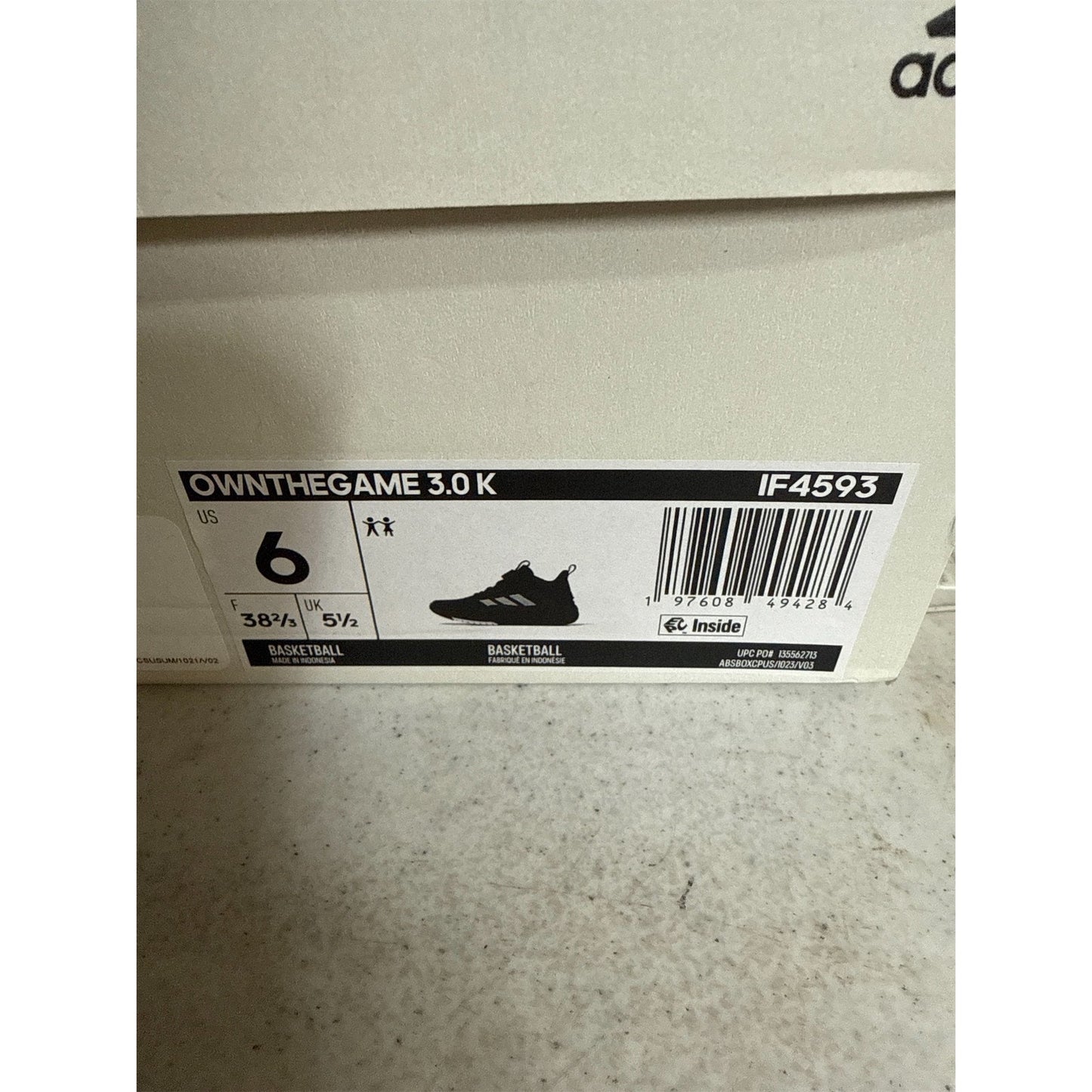 adidas OwnTheGame 3.0 K Boys' Basketball Shoes Size 6