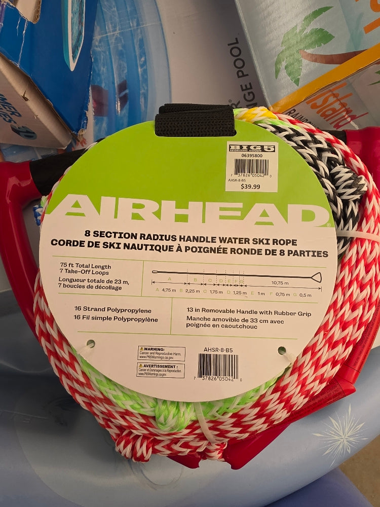 Airhead 8-Section Water Ski Rope with Radius Handle, Multicolor
