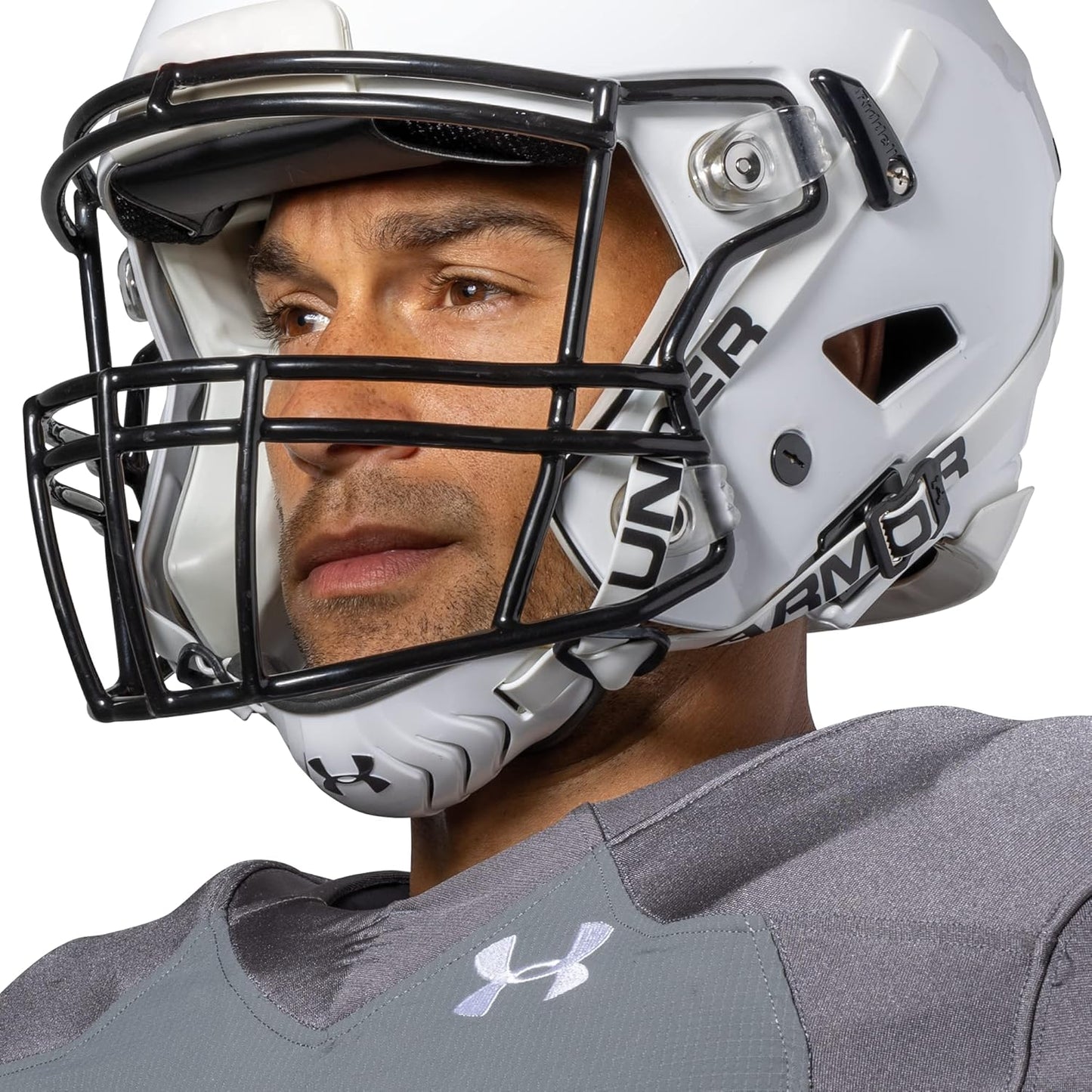 Under Armour Spotlight Football Helmet Chin Strap - Adult, White/Black