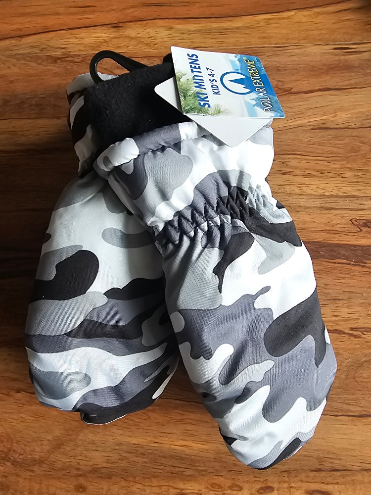 Polar Extreme Kids’ Water-Resistant Camo Mittens, Ages 4–7